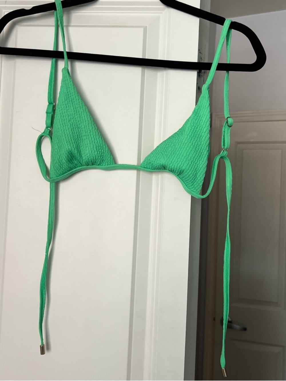 Monday Swimwear Bright Green Textured Triangle Bikini Top